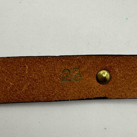 Etienne Aigner Original Handcrafted Leather Thin Belt Burgundy Size 28 - Picture 9 of 10